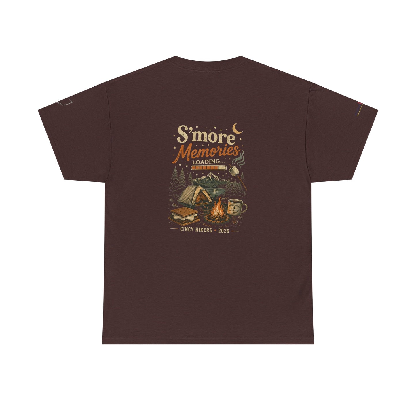 S'more Memories Camping T-Shirt – Retro Campfire Tent Graphic Tee