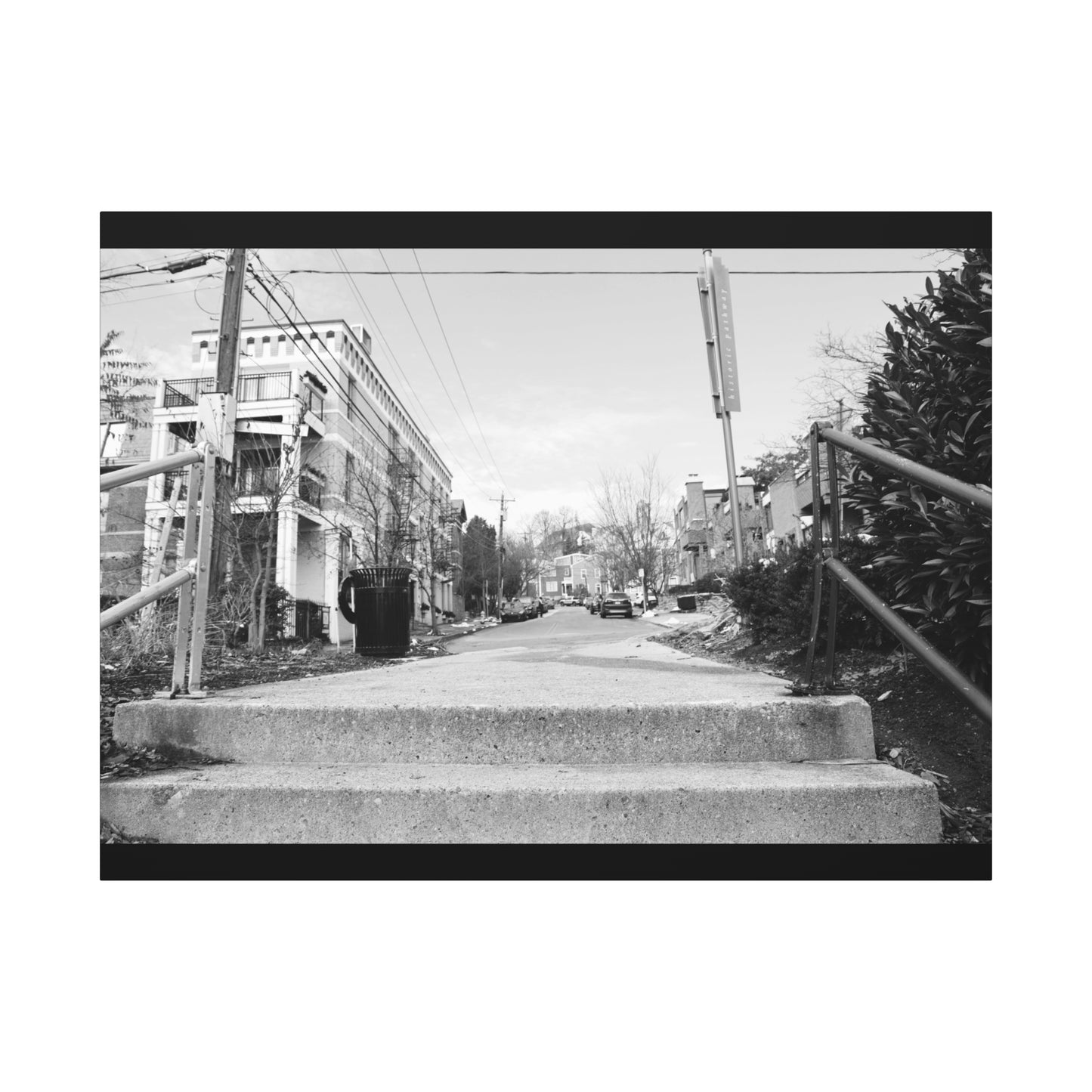 Cincinnati Urban Steps Matte Canvas Print — Peaceful Empty Street Wall Art