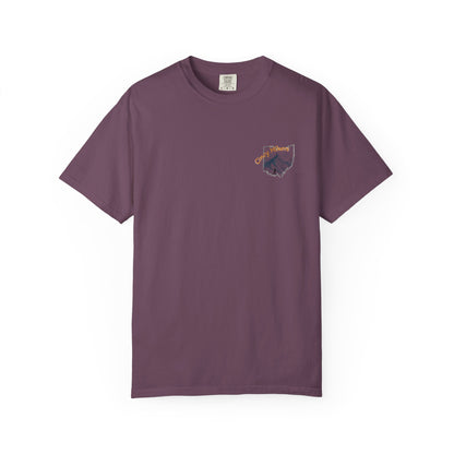 Camp Laugh Repeat T-Shirt — Camping Graphic Tee with Pocket Mountain Design