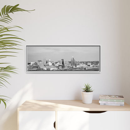 Framed Matte Canvas Chilly Skyline Cincy Print — Black & White Urban Wall Art