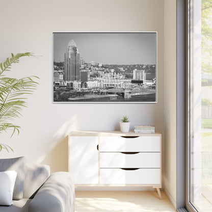 Cincy in the Fall Wall Art — Black & White Cityscape Print