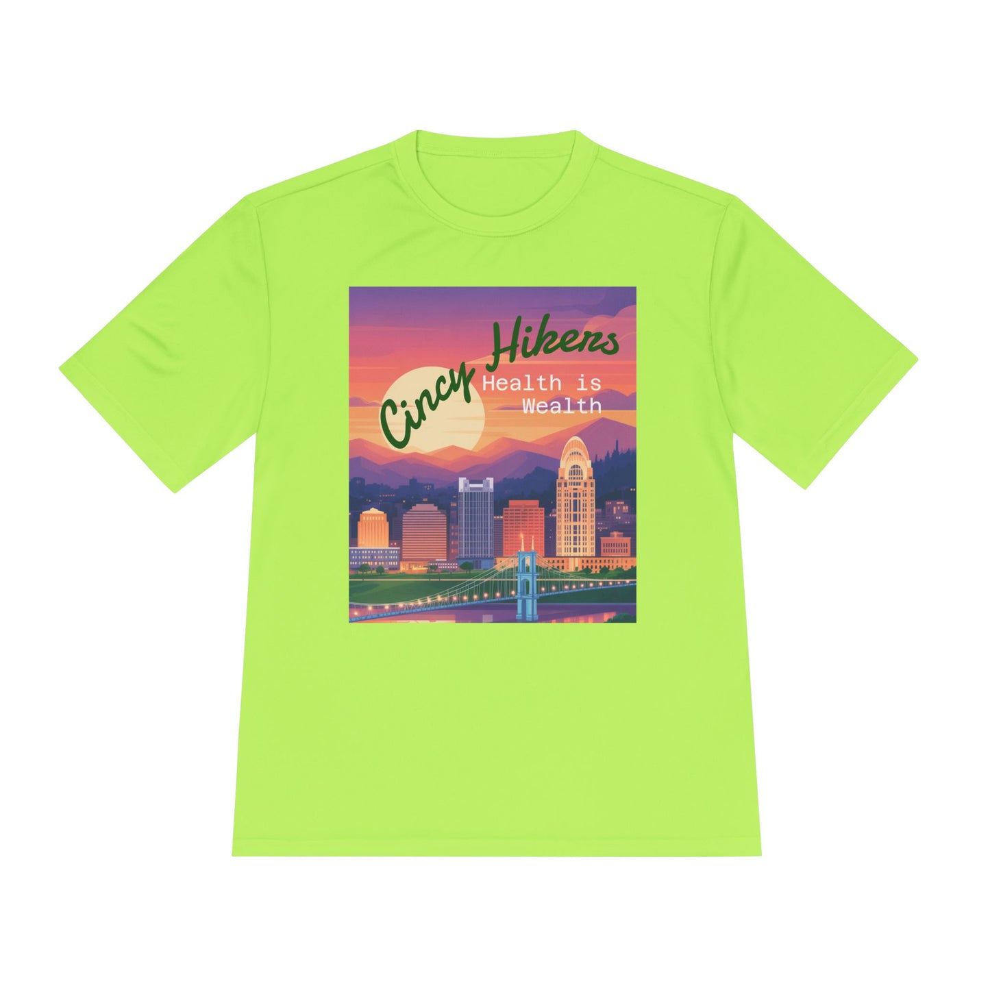 Health is Wealth: Unisex Moisture Wicking Tee for Hikers, Fitness Lovers, Outdoor Adventures, Travel, Gym Wear
