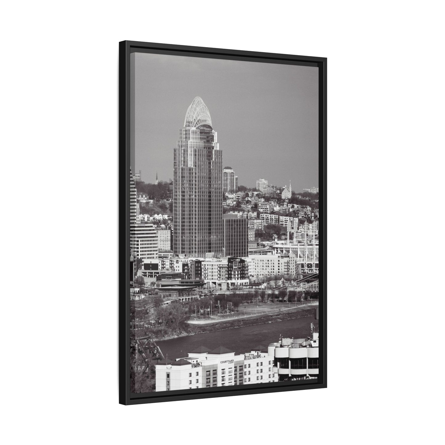 Framed Matte Canvas Cityscape Print — Cincinnati Wall Art