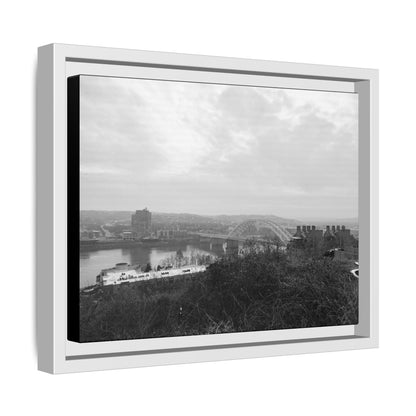 Queen City Bridges Winter Matte Canvas (Framed)
