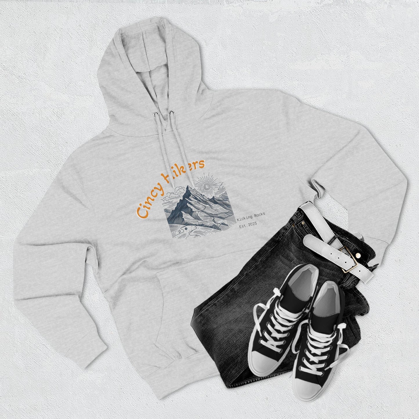 Cincy Hikers Fleece Hoodie, Cozy Mountain Apparel for Outdoor Lovers, Perfect Gift for Hikers, Camping, or Adventurers