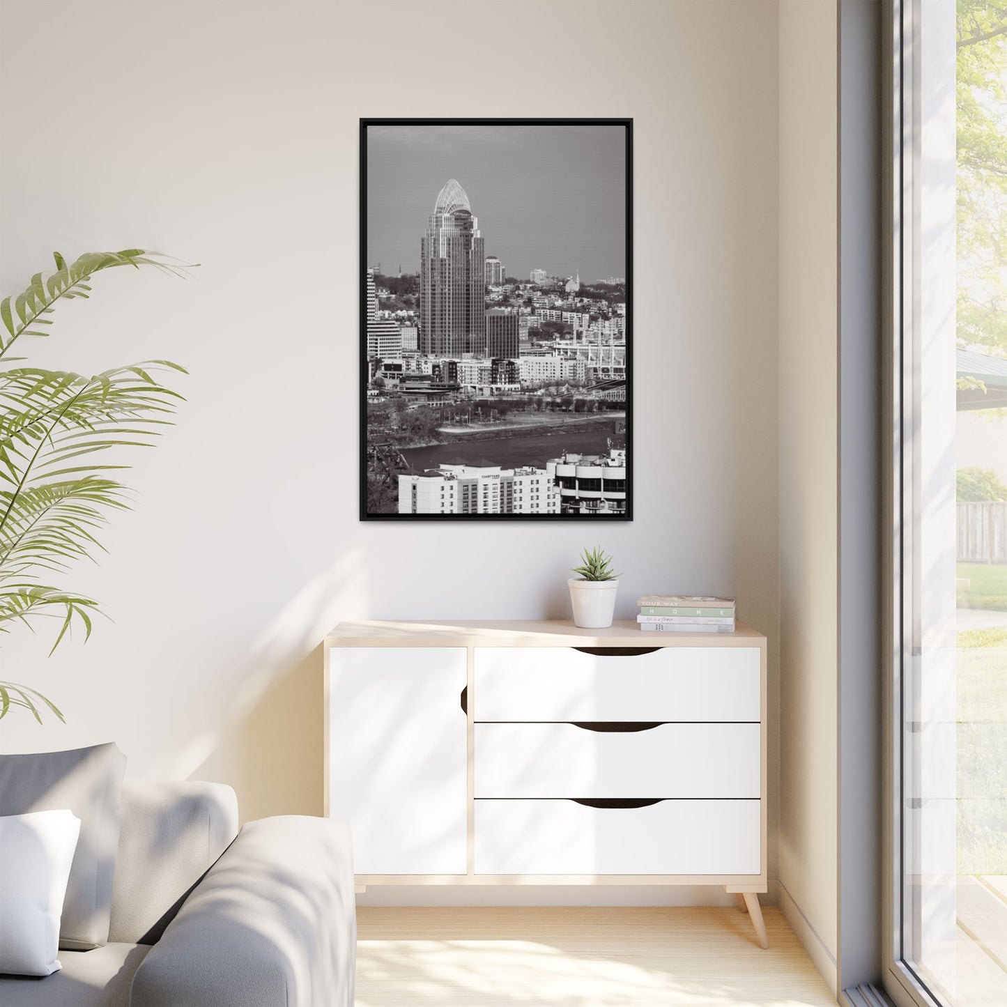 Framed Matte Canvas Cityscape Print — Cincinnati Wall Art