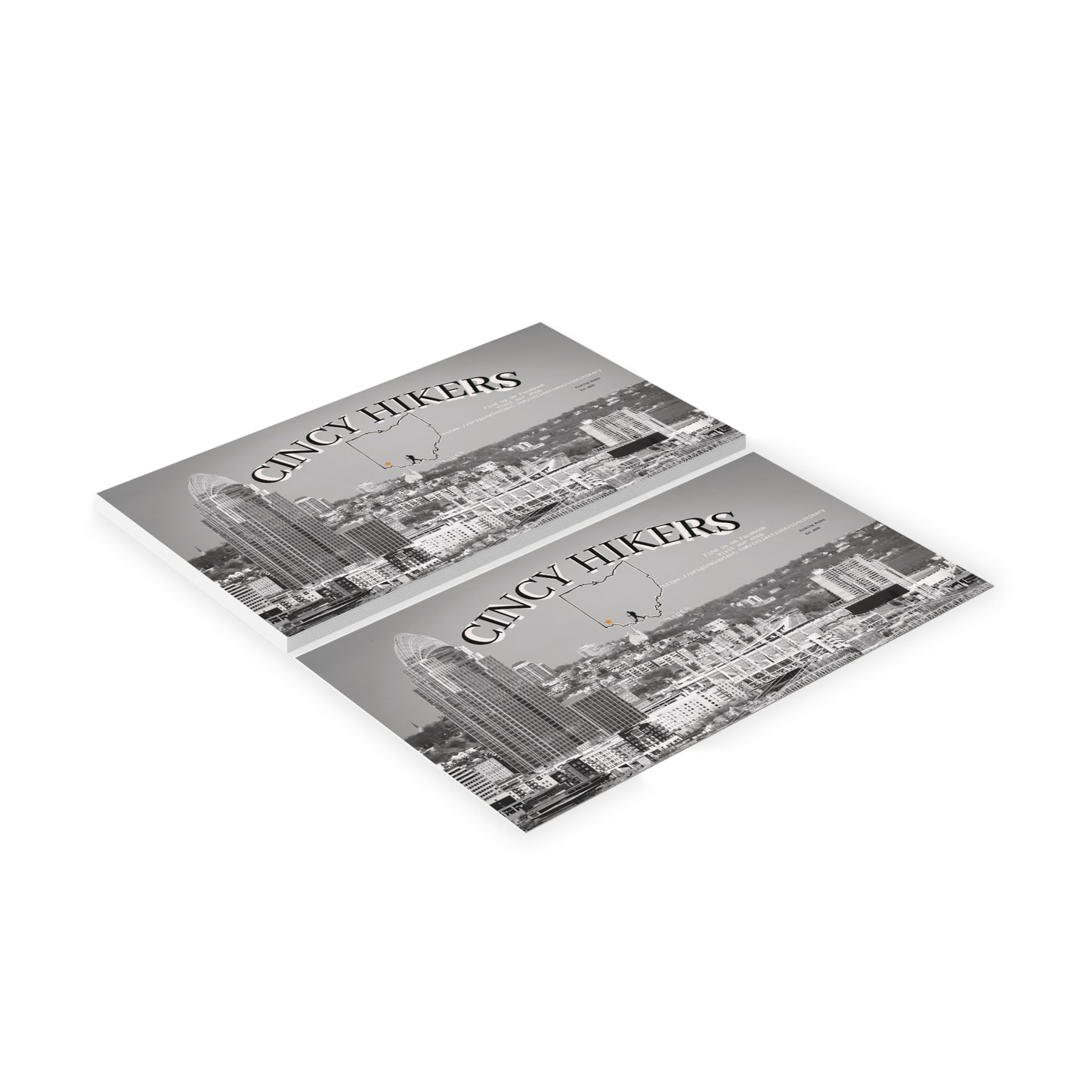 Cincy Hikers Business Cards – Cincinnati Skyline Black & White Networking Cards