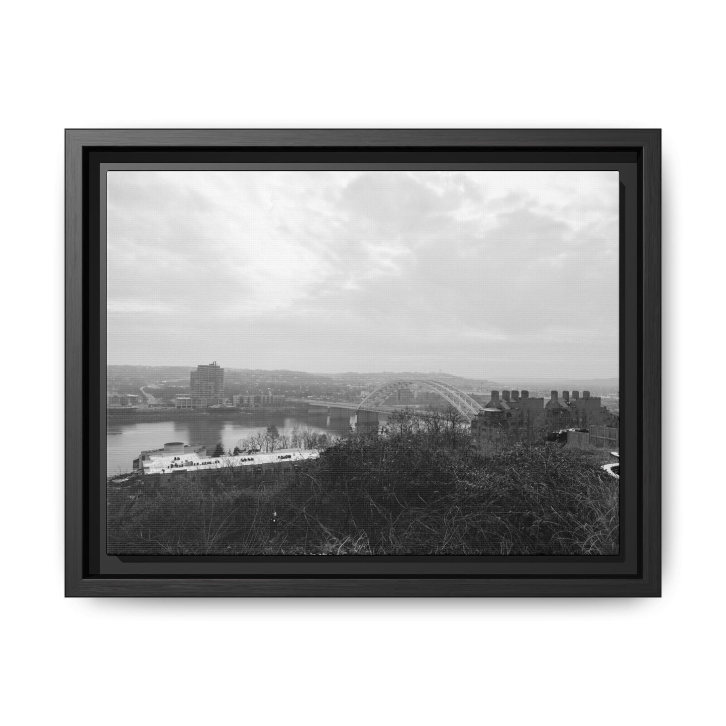Queen City Bridges Winter Matte Canvas (Framed)