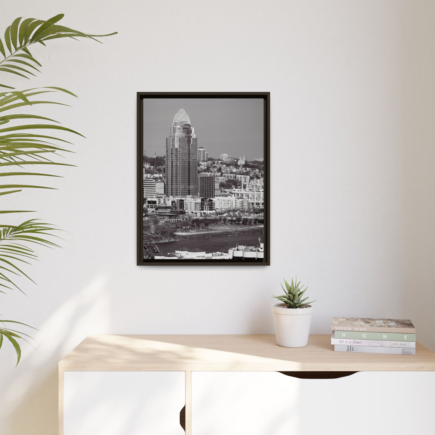 Framed Matte Canvas Cityscape Print — Cincinnati Wall Art