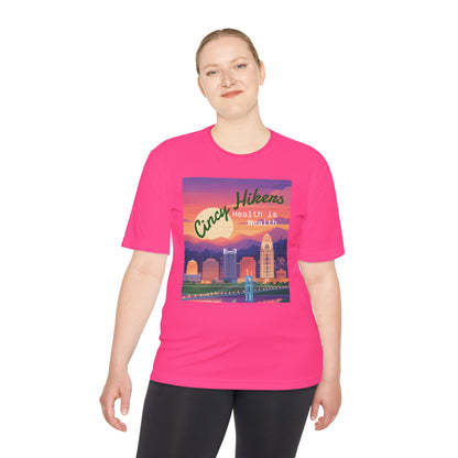 Health is Wealth: Unisex Moisture Wicking Tee for Hikers, Fitness Lovers, Outdoor Adventures, Travel, Gym Wear