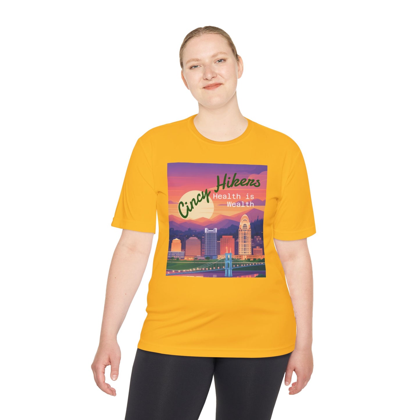 Health is Wealth: Unisex Moisture Wicking Tee for Hikers, Fitness Lovers, Outdoor Adventures, Travel, Gym Wear