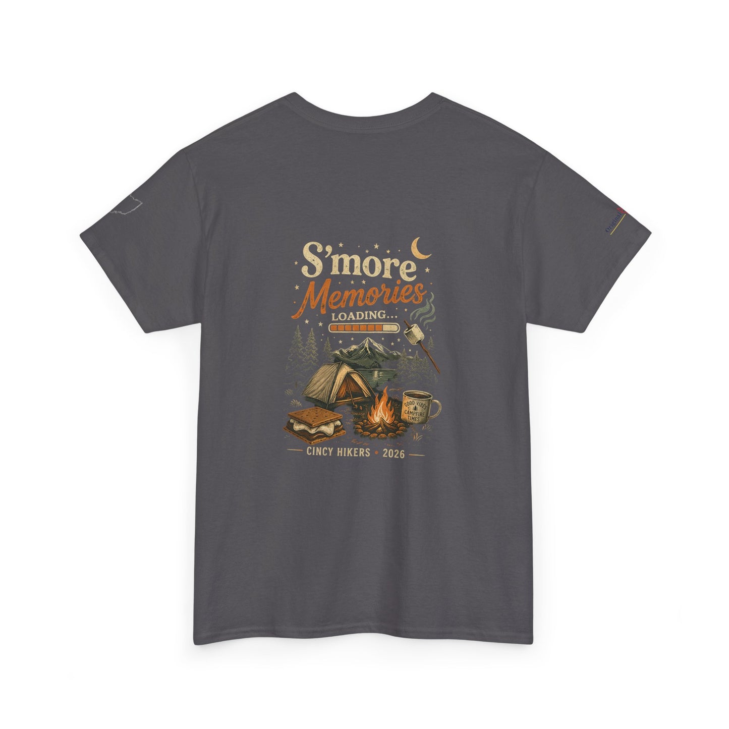 S'more Memories Camping T-Shirt – Retro Campfire Tent Graphic Tee