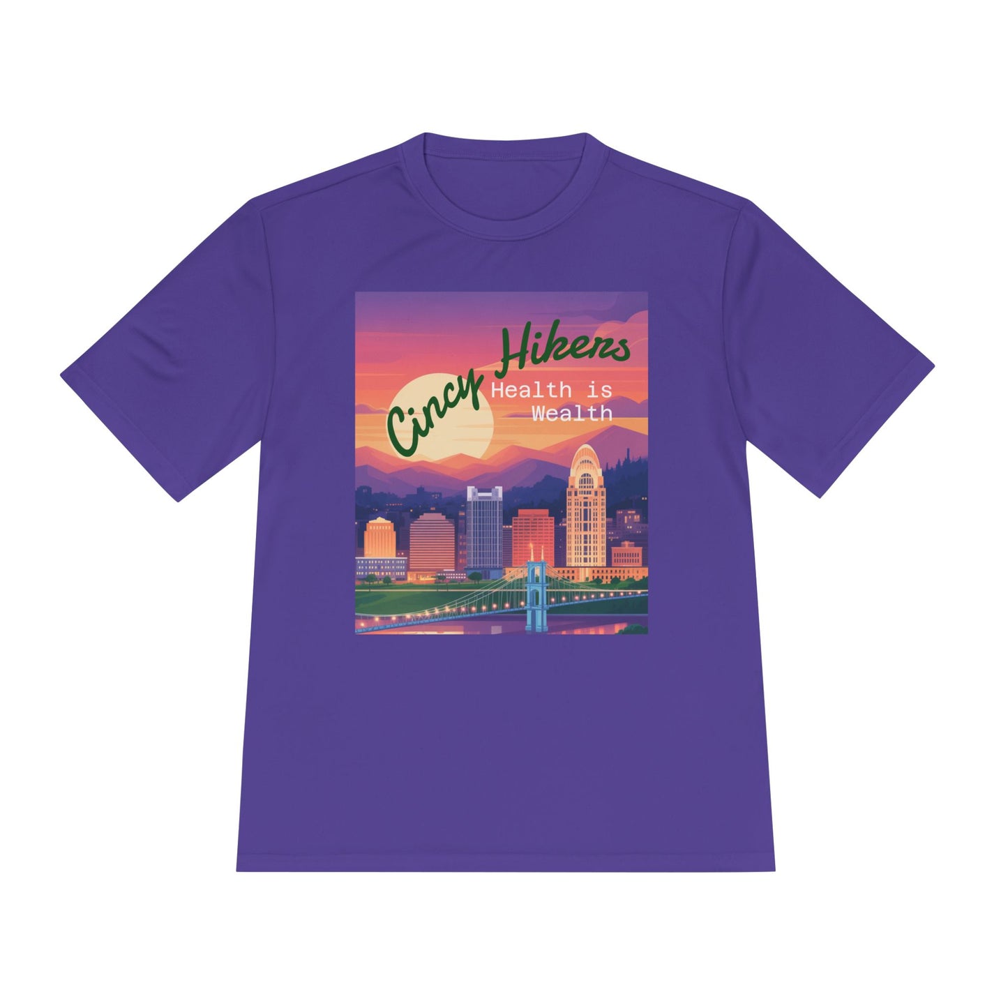 Health is Wealth: Unisex Moisture Wicking Tee for Hikers, Fitness Lovers, Outdoor Adventures, Travel, Gym Wear