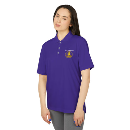 White Performance Polo Shirt with Embroidered Golf Emblem