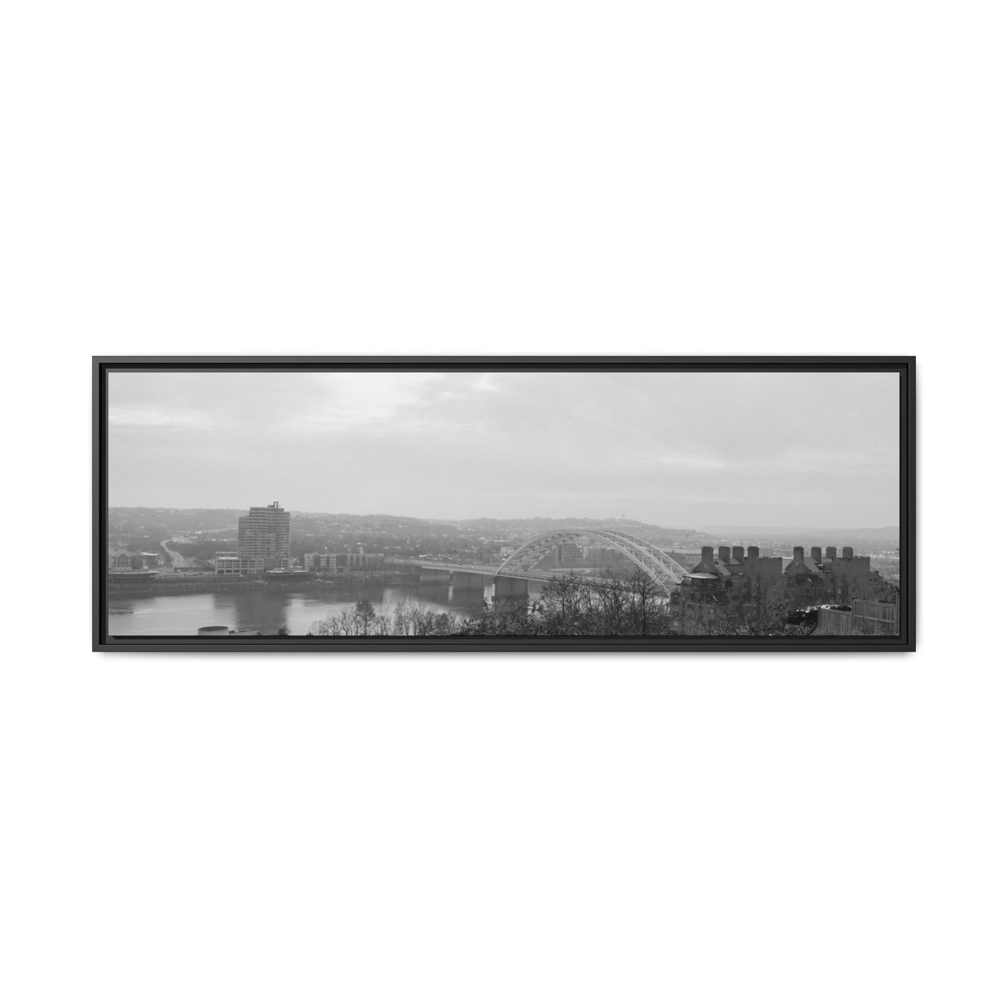 Queen City Bridges Winter Matte Canvas (Framed)