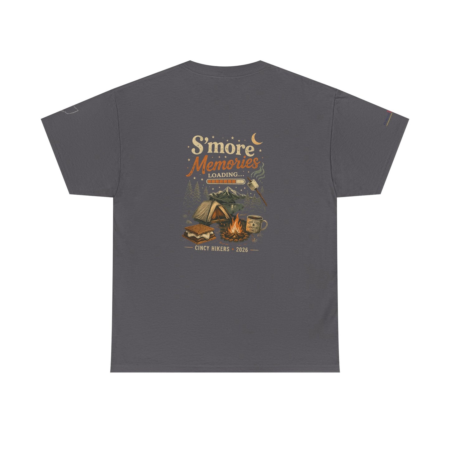S'more Memories Camping T-Shirt – Retro Campfire Tent Graphic Tee