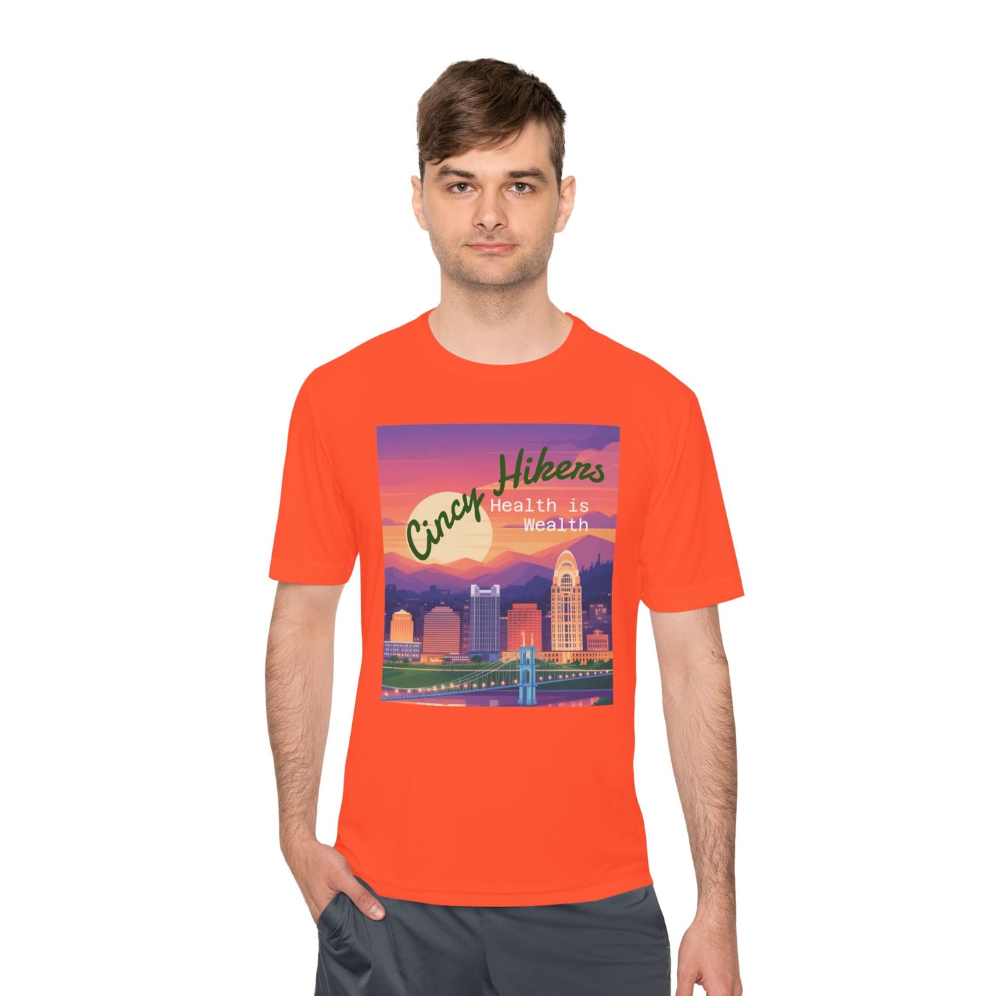 Health is Wealth: Unisex Moisture Wicking Tee for Hikers, Fitness Lovers, Outdoor Adventures, Travel, Gym Wear