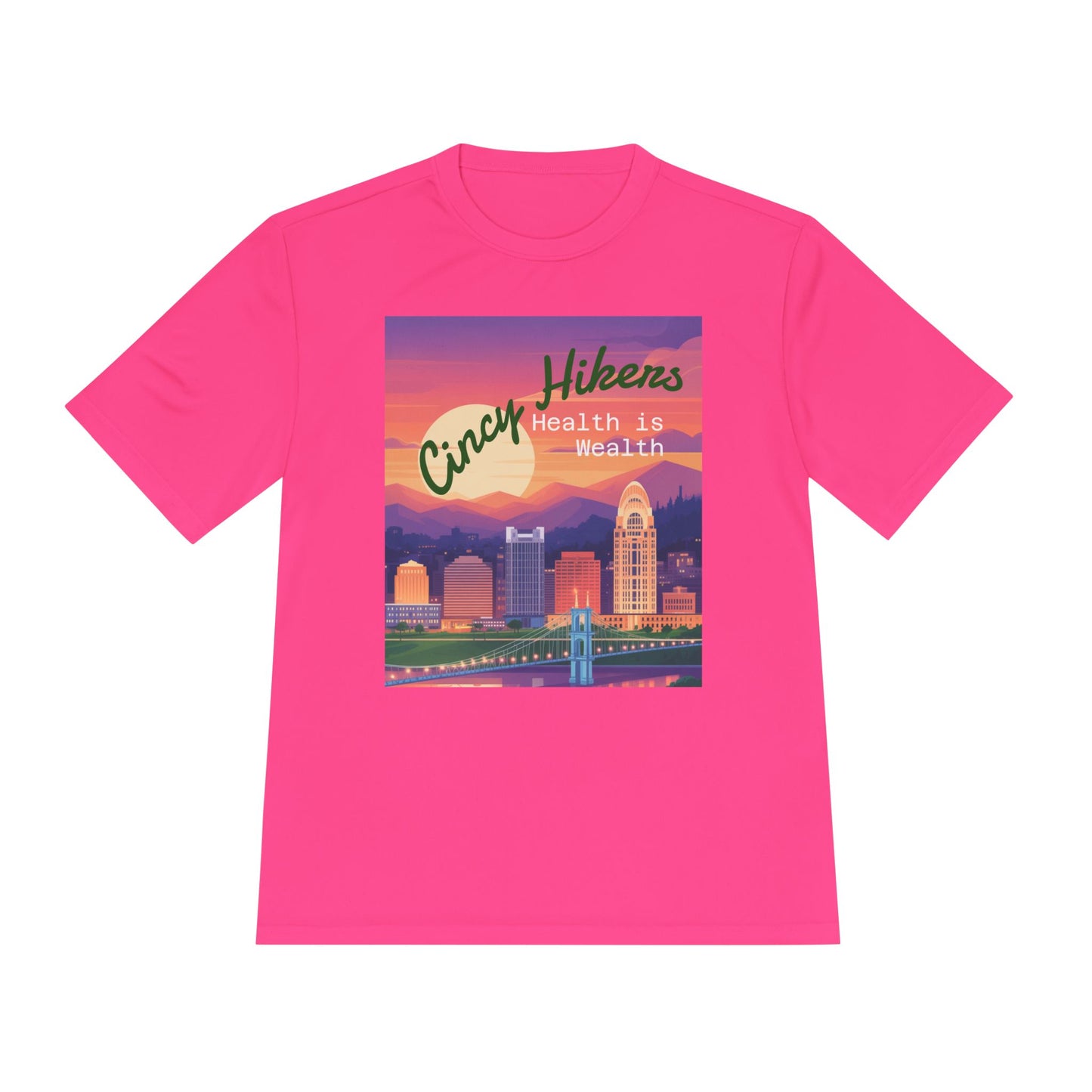 Health is Wealth: Unisex Moisture Wicking Tee for Hikers, Fitness Lovers, Outdoor Adventures, Travel, Gym Wear
