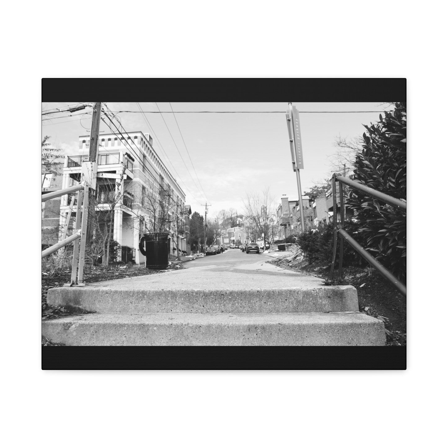 Cincinnati Urban Steps Matte Canvas Print — Peaceful Empty Street Wall Art