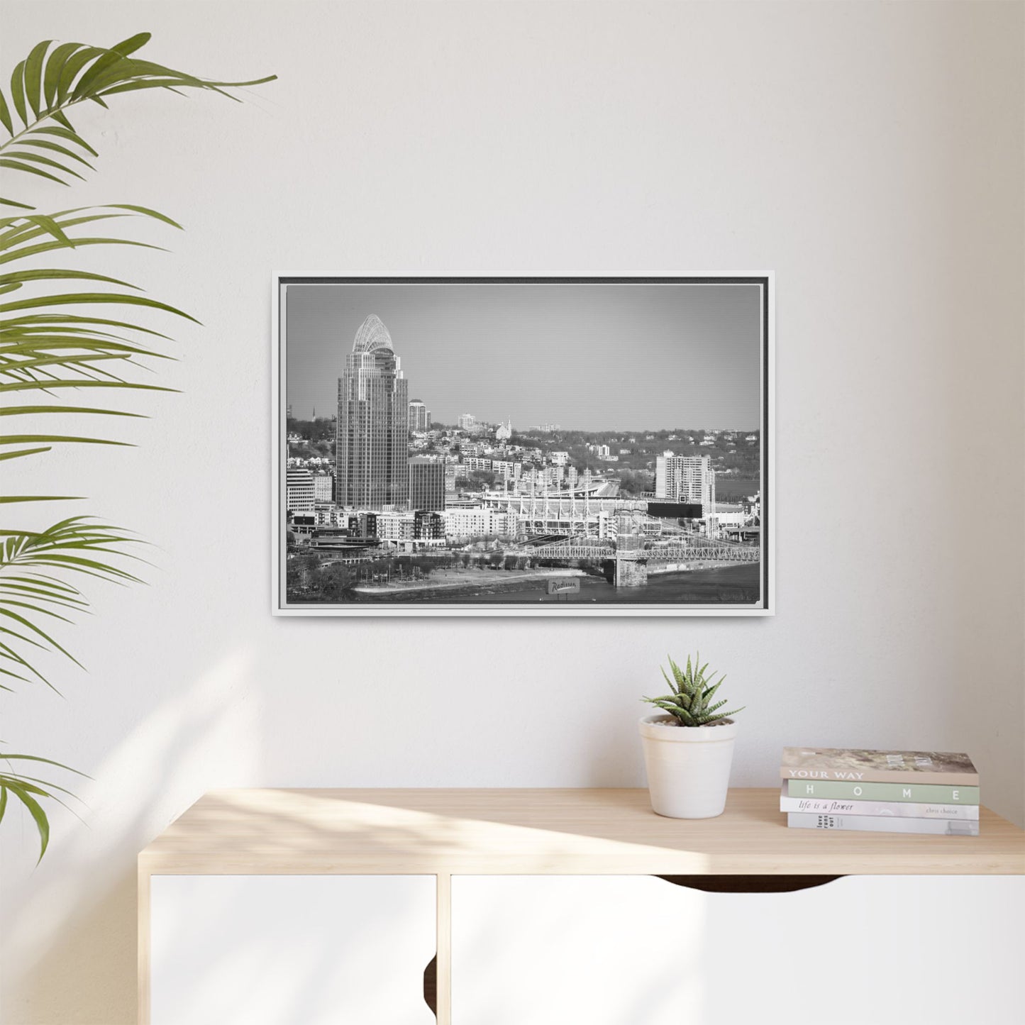 Cincy in the Fall Wall Art — Black & White Cityscape Print