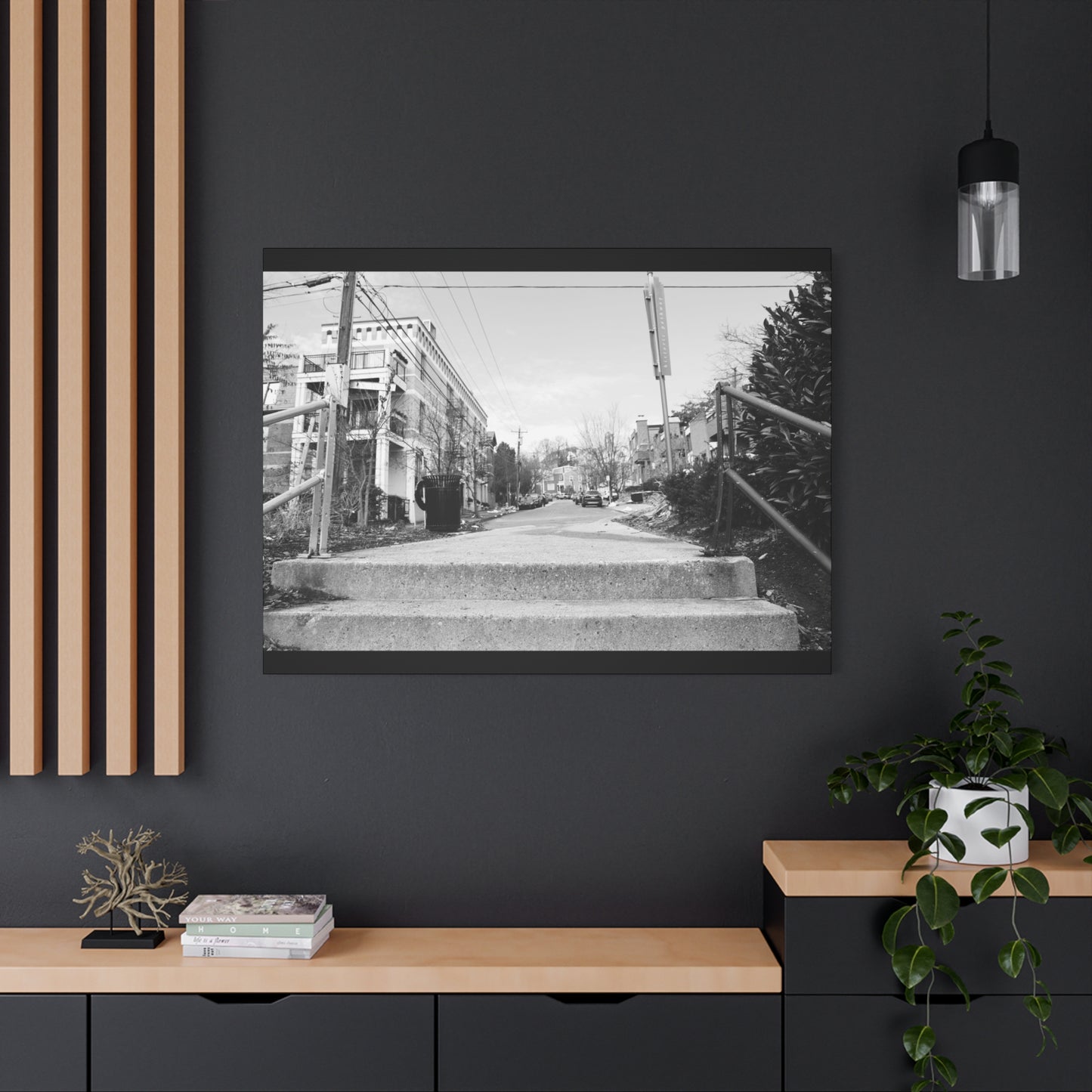 Cincinnati Urban Steps Matte Canvas Print — Peaceful Empty Street Wall Art