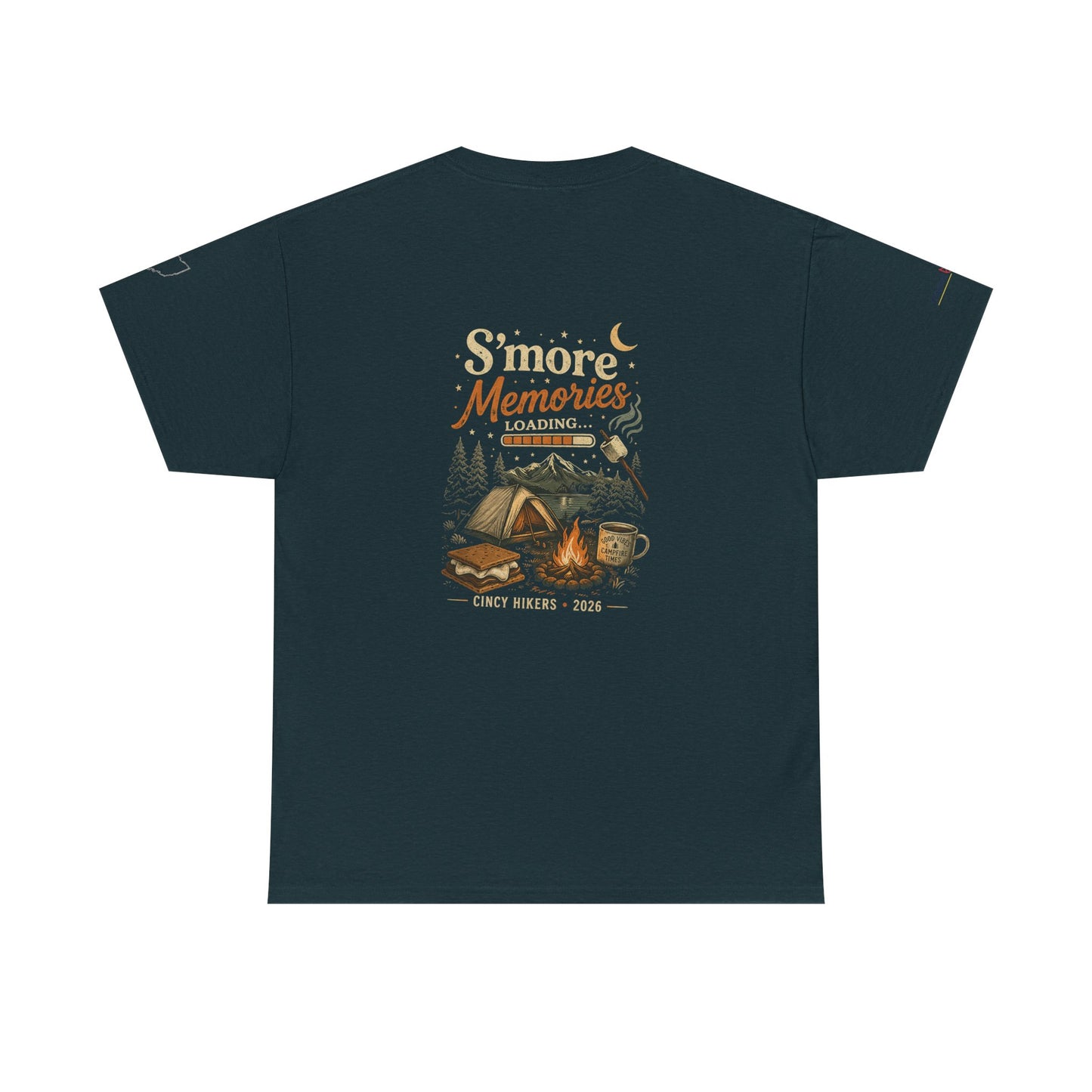 S'more Memories Camping T-Shirt – Retro Campfire Tent Graphic Tee