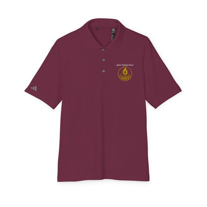 White Performance Polo Shirt with Embroidered Golf Emblem