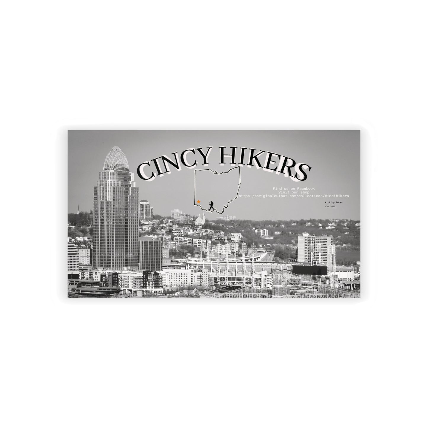 Cincy Hikers Business Cards – Cincinnati Skyline Black & White Networking Cards