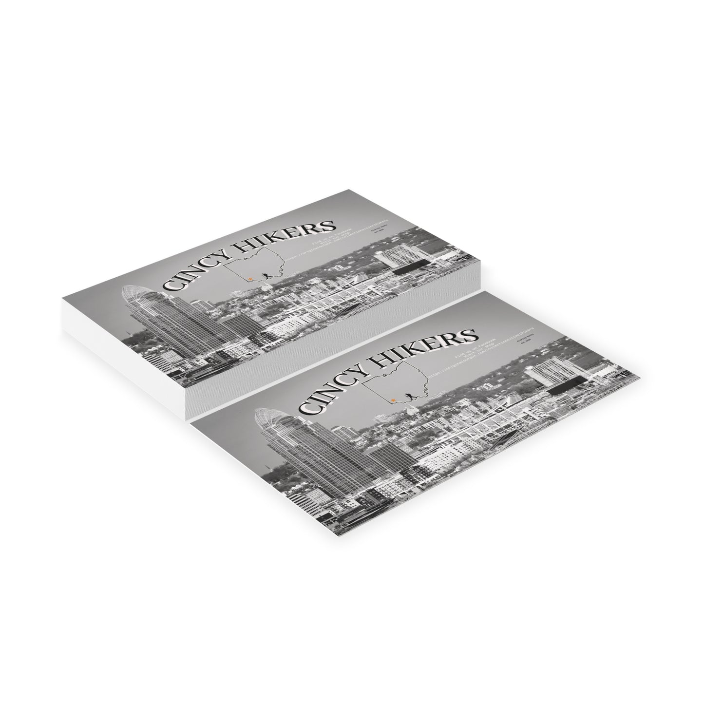 Cincy Hikers Business Cards – Cincinnati Skyline Black & White Networking Cards
