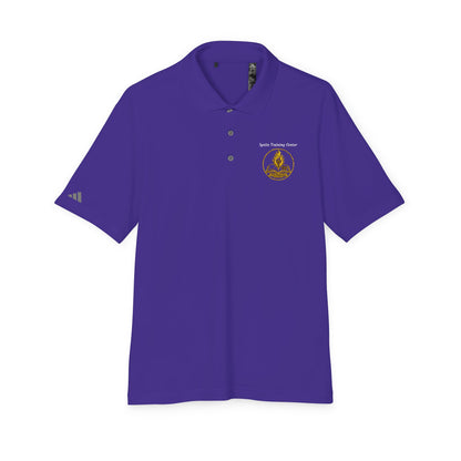White Performance Polo Shirt with Embroidered Golf Emblem