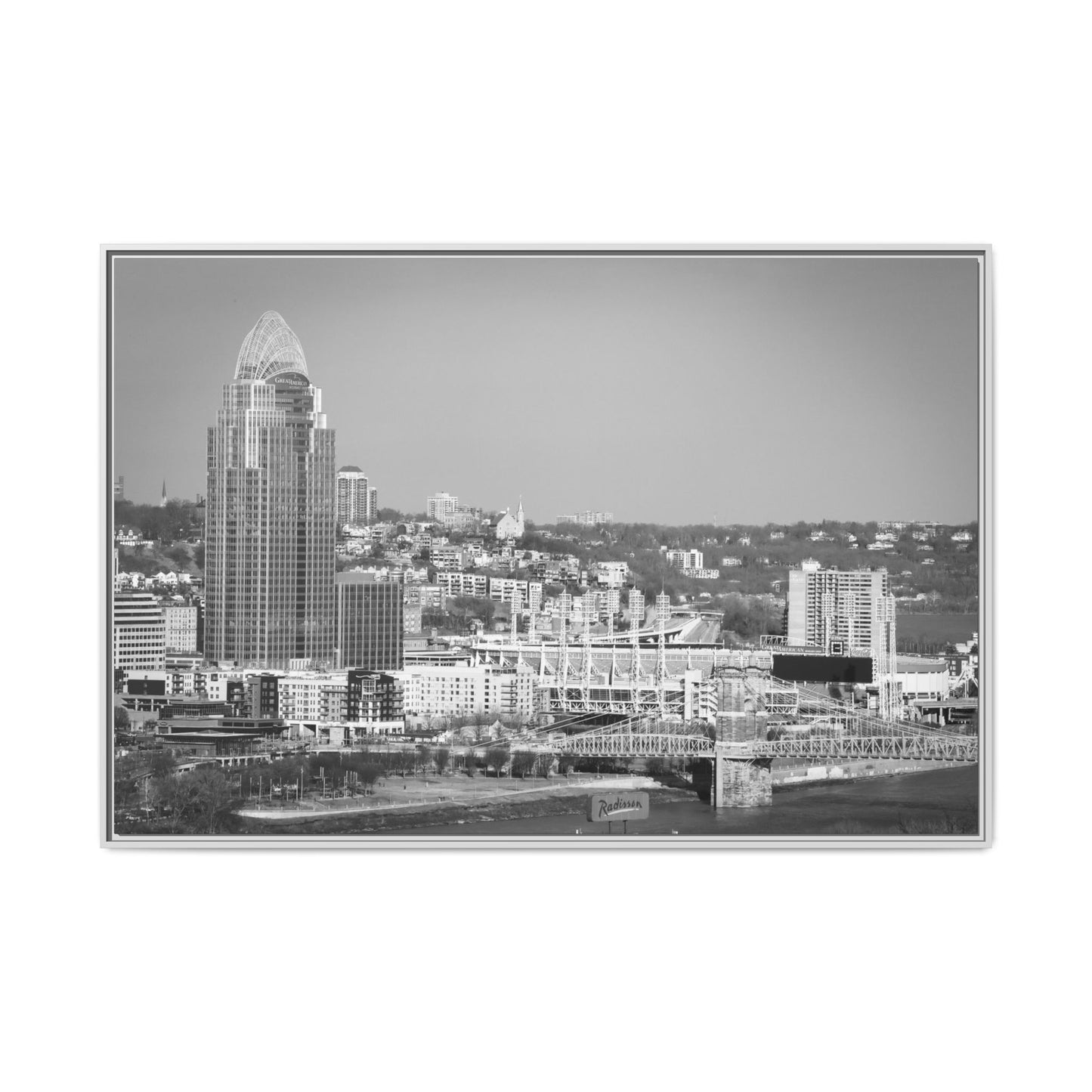 Cincy in the Fall Wall Art — Black & White Cityscape Print