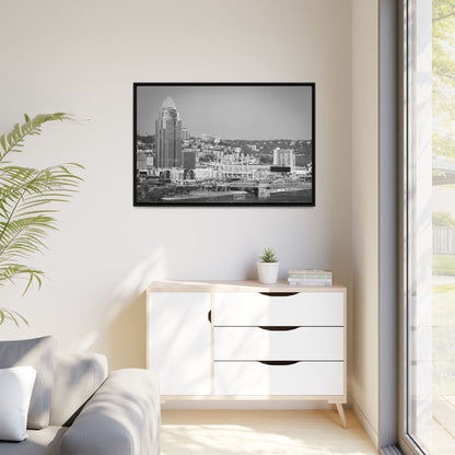 Cincy in the Fall Wall Art — Black & White Cityscape Print