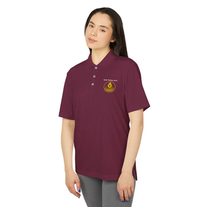 White Performance Polo Shirt with Embroidered Golf Emblem