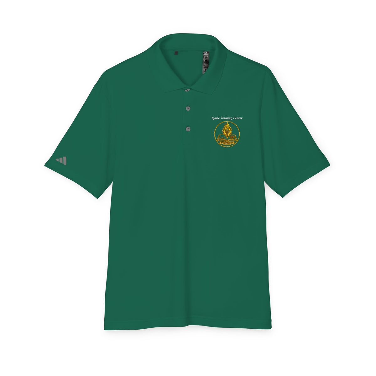 White Performance Polo Shirt with Embroidered Golf Emblem
