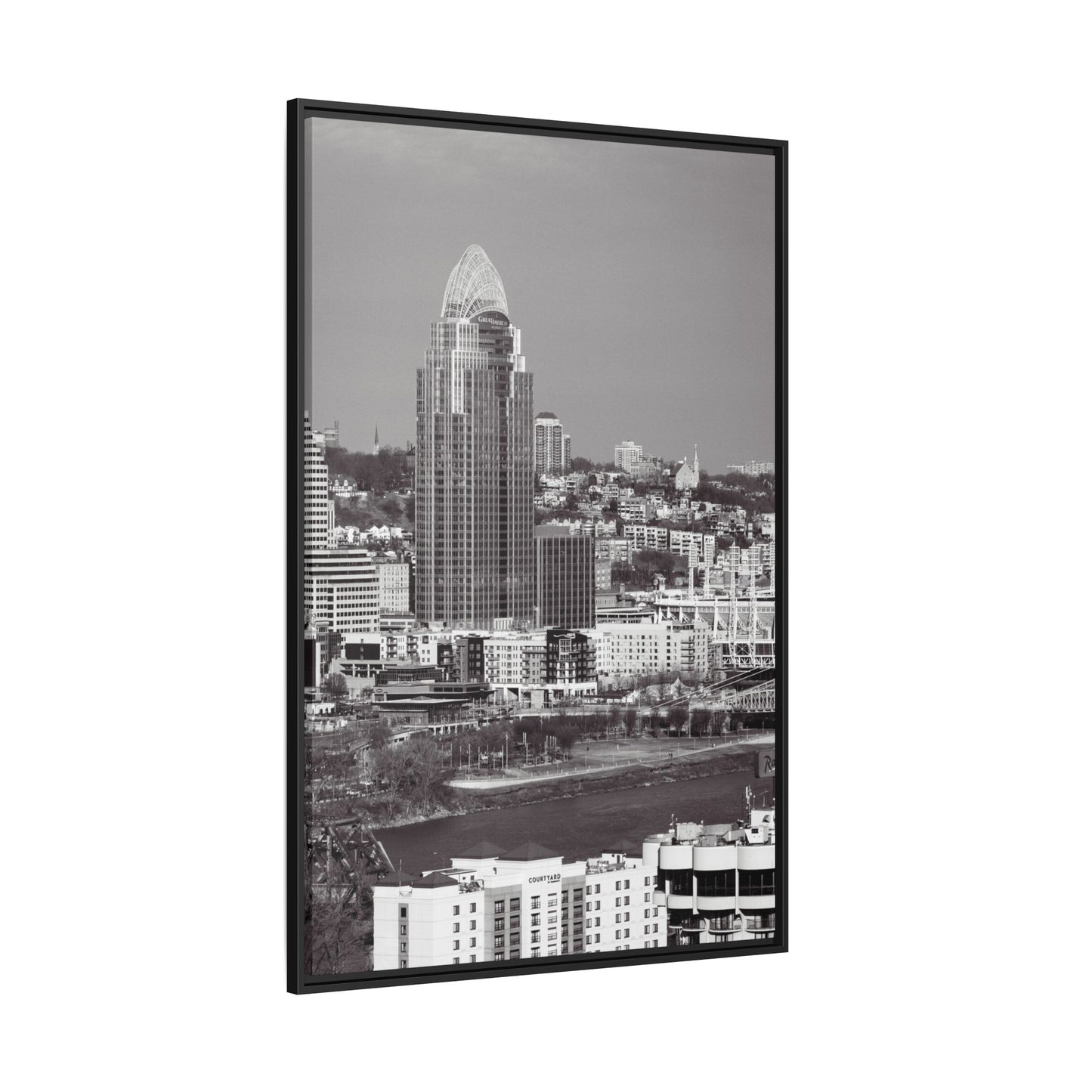 Framed Matte Canvas Cityscape Print — Cincinnati Wall Art