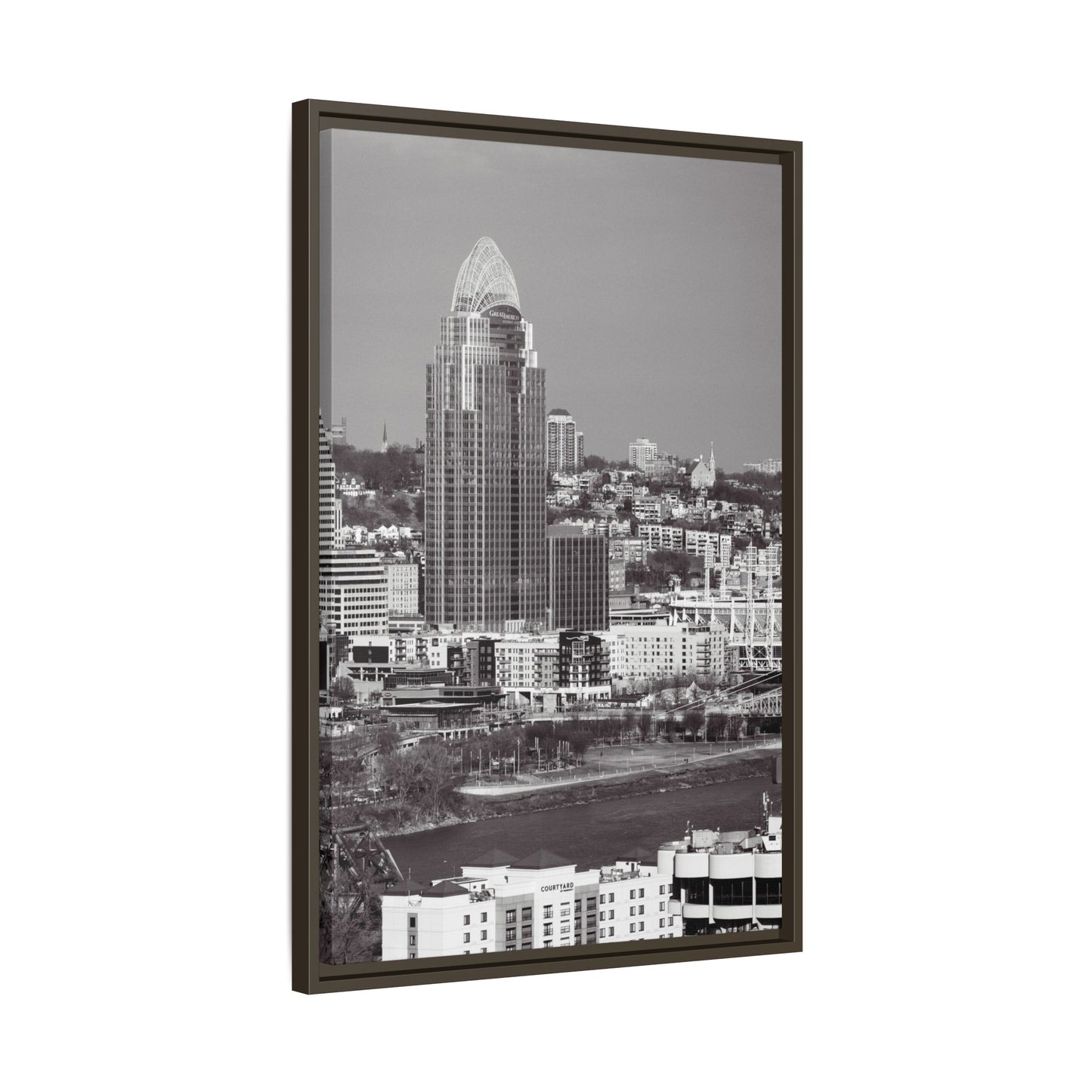 Framed Matte Canvas Cityscape Print — Cincinnati Wall Art