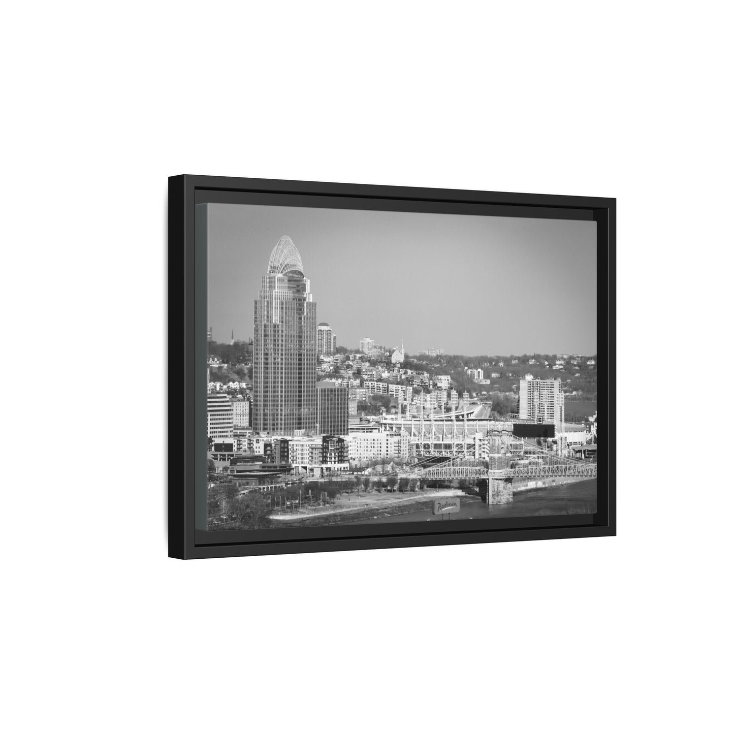 Cincy in the Fall Wall Art — Black & White Cityscape Print