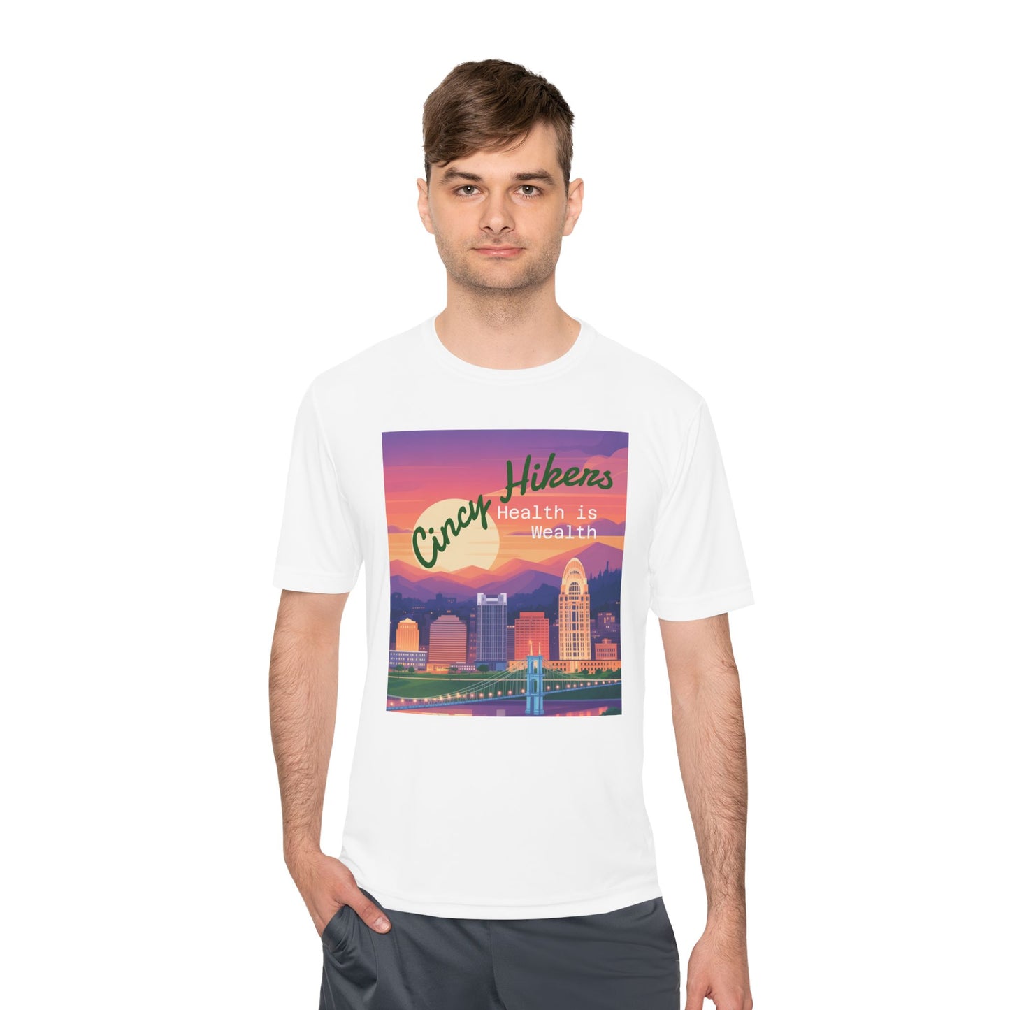 Health is Wealth: Unisex Moisture Wicking Tee for Hikers, Fitness Lovers, Outdoor Adventures, Travel, Gym Wear