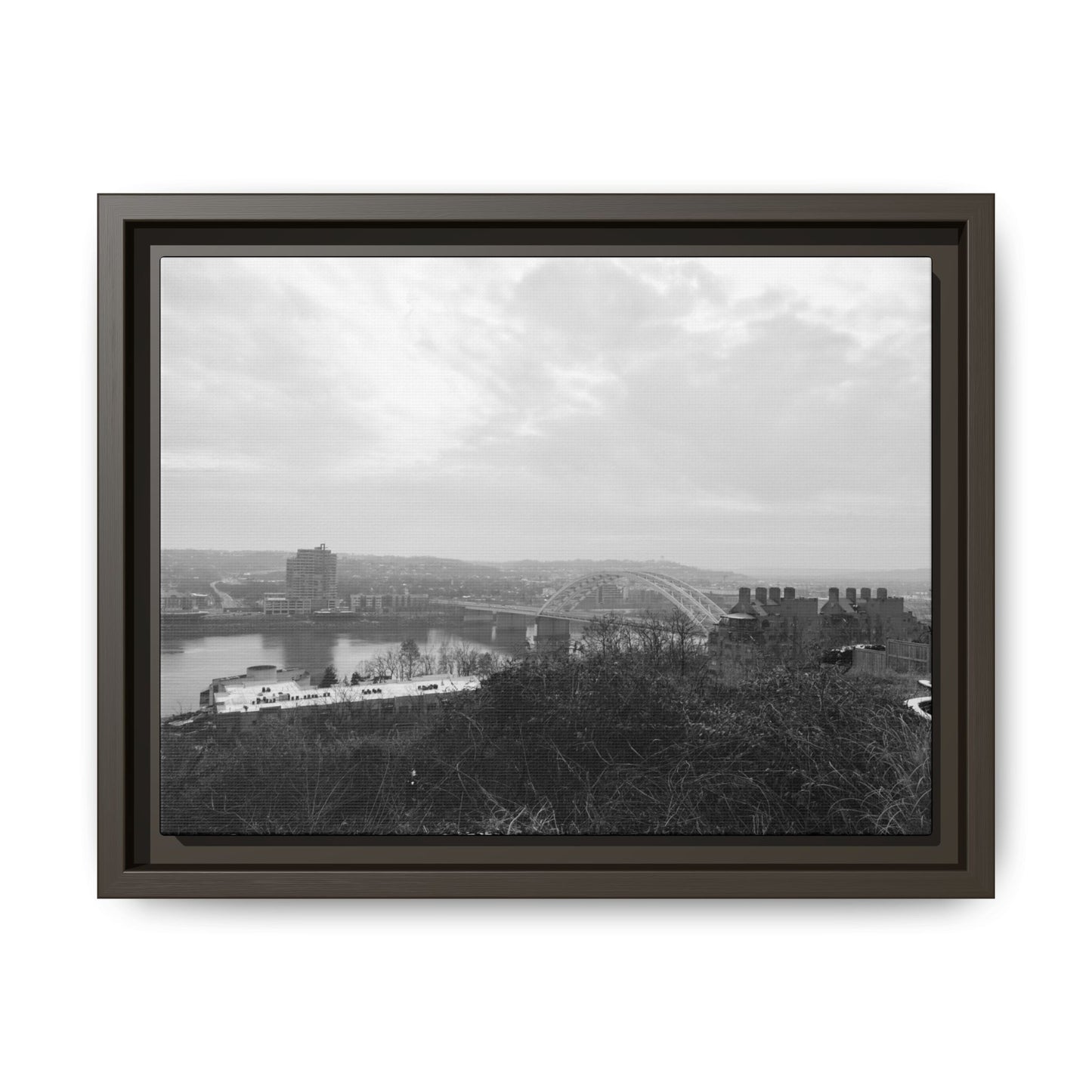 Queen City Bridges Winter Matte Canvas (Framed)