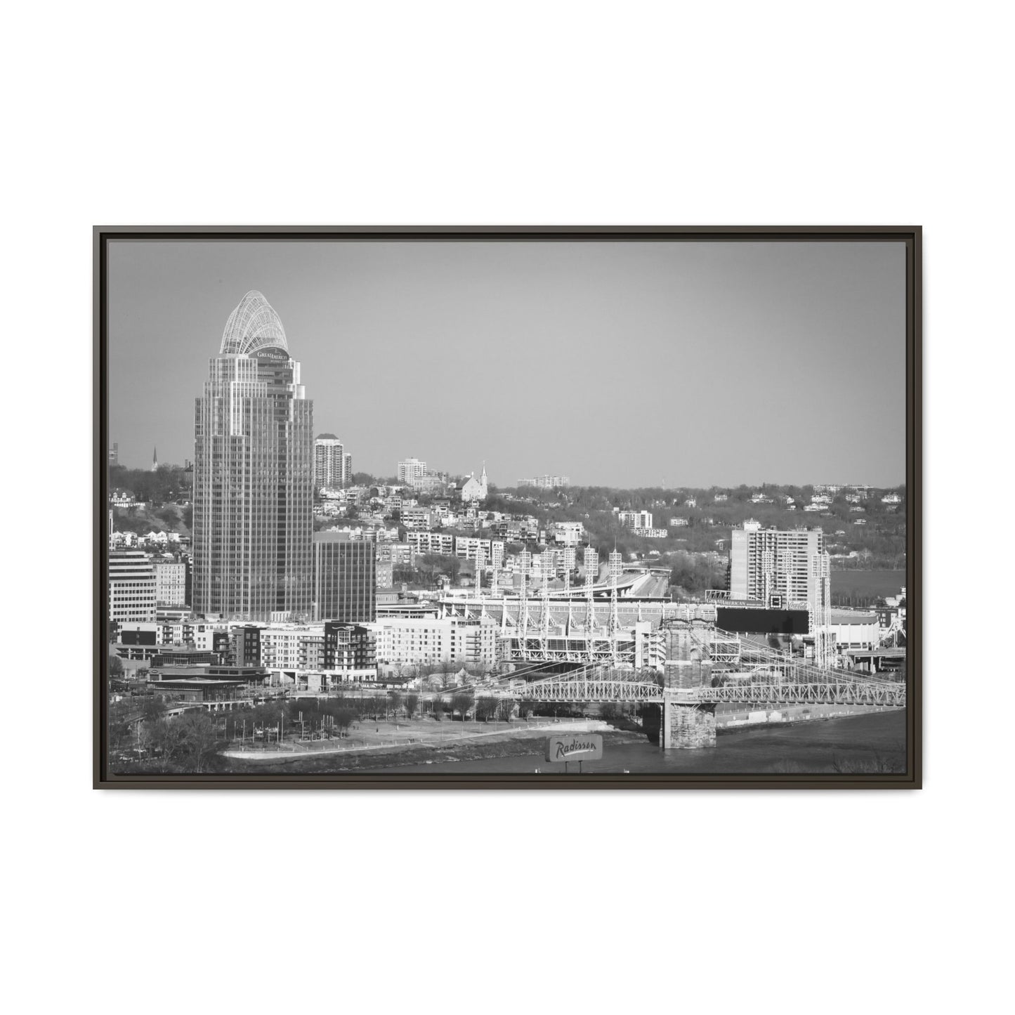 Cincy in the Fall Wall Art — Black & White Cityscape Print