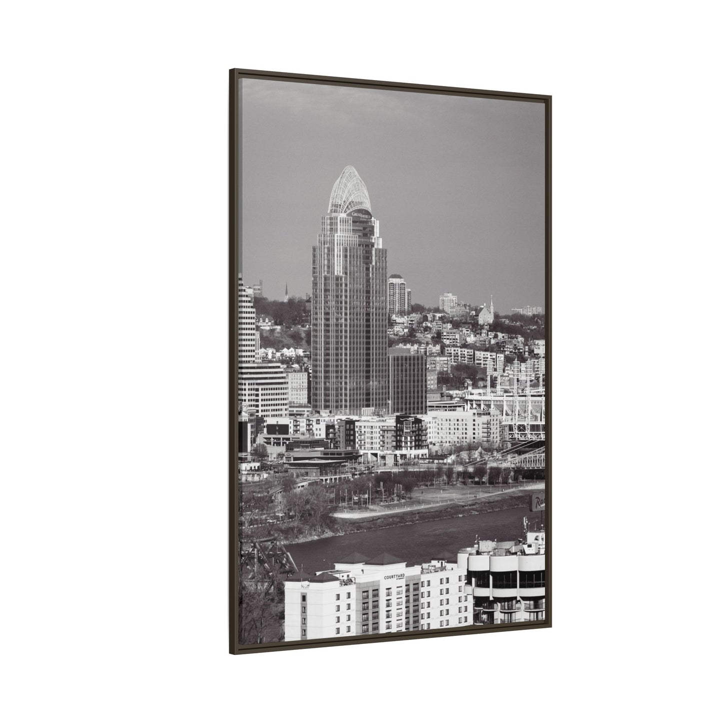 Framed Matte Canvas Cityscape Print — Cincinnati Wall Art