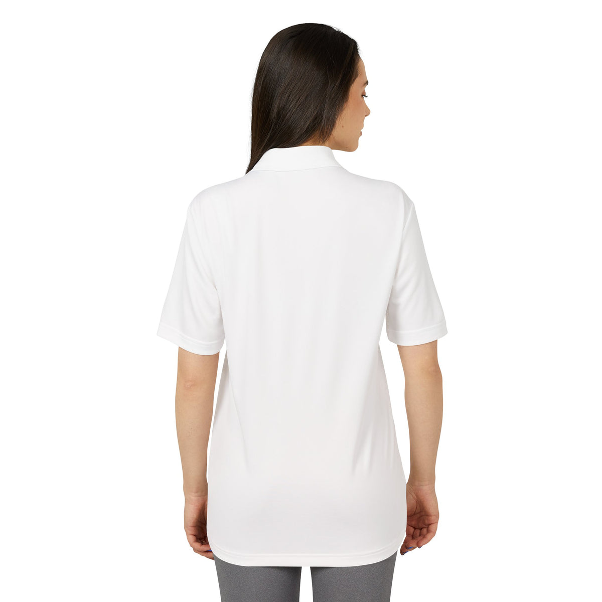 White Performance Polo Shirt with Embroidered Golf Emblem
