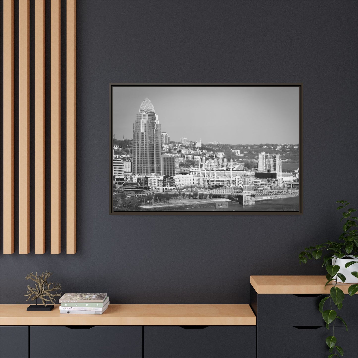 Cincy in the Fall Wall Art — Black & White Cityscape Print