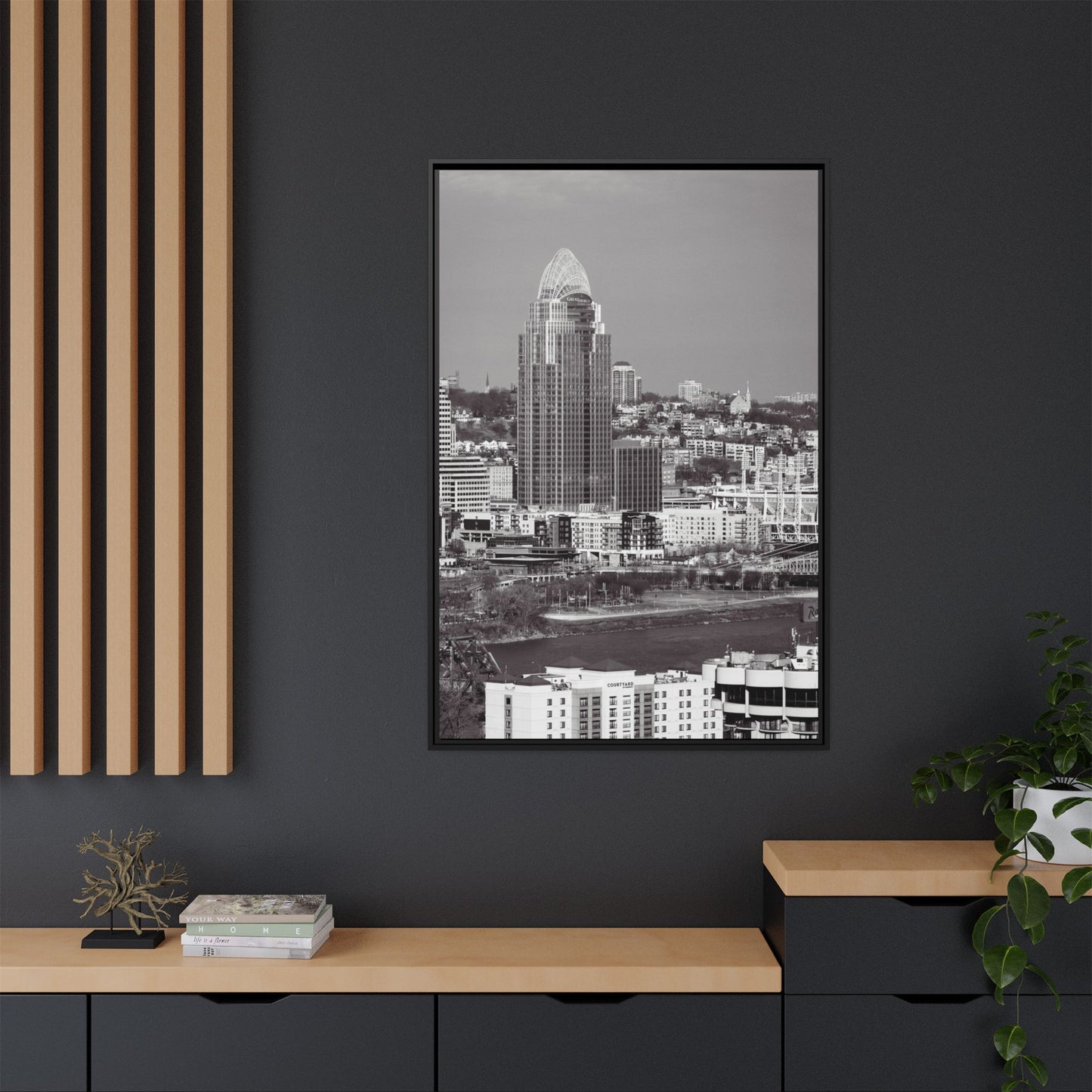 Framed Matte Canvas Cityscape Print — Cincinnati Wall Art