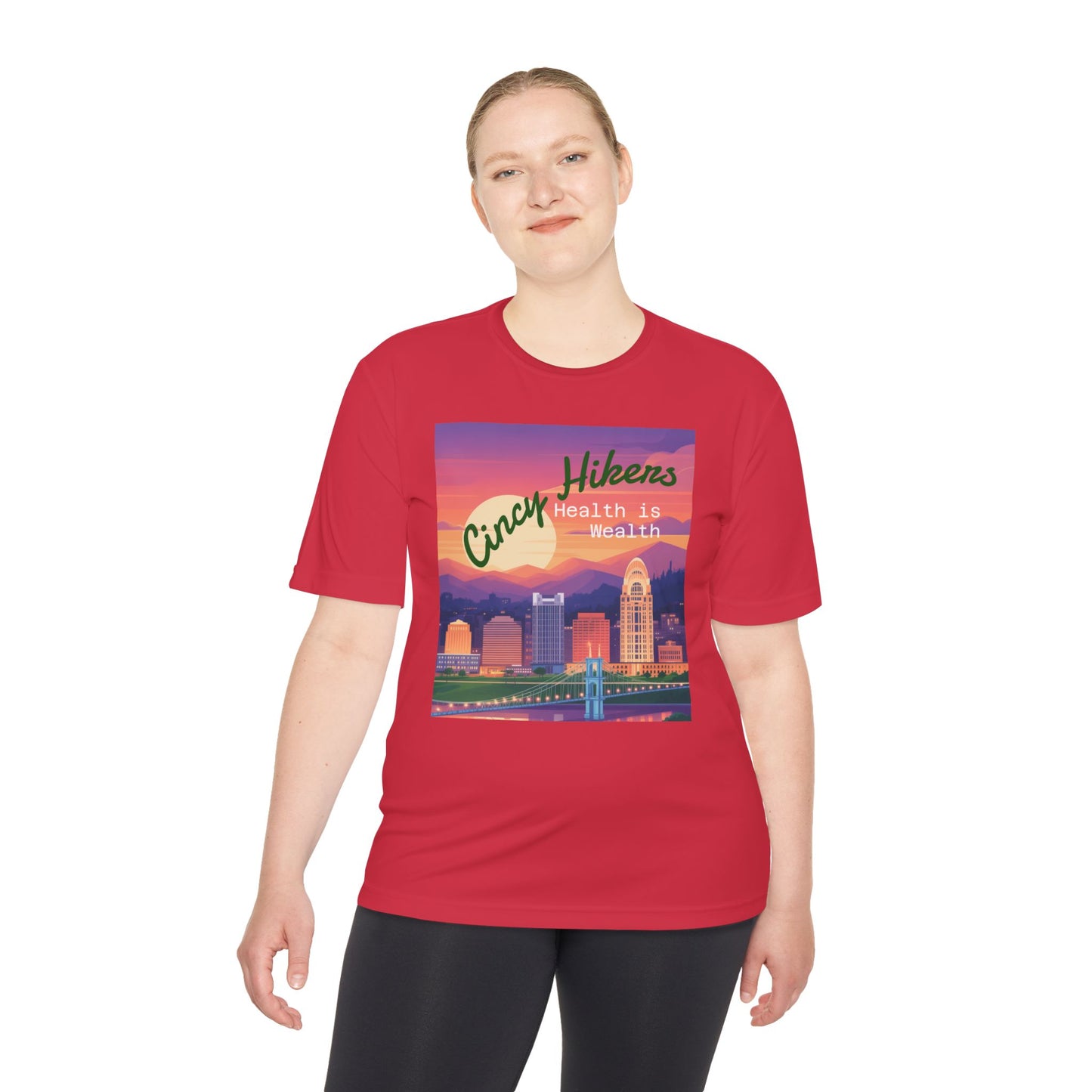 Health is Wealth: Unisex Moisture Wicking Tee for Hikers, Fitness Lovers, Outdoor Adventures, Travel, Gym Wear