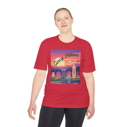 Health is Wealth: Unisex Moisture Wicking Tee for Hikers, Fitness Lovers, Outdoor Adventures, Travel, Gym Wear