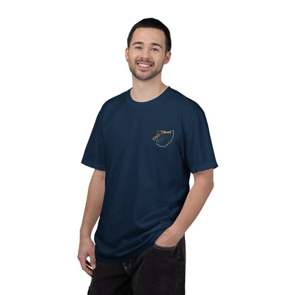 Camp Laugh Repeat T-Shirt — Camping Graphic Tee with Pocket Mountain Design
