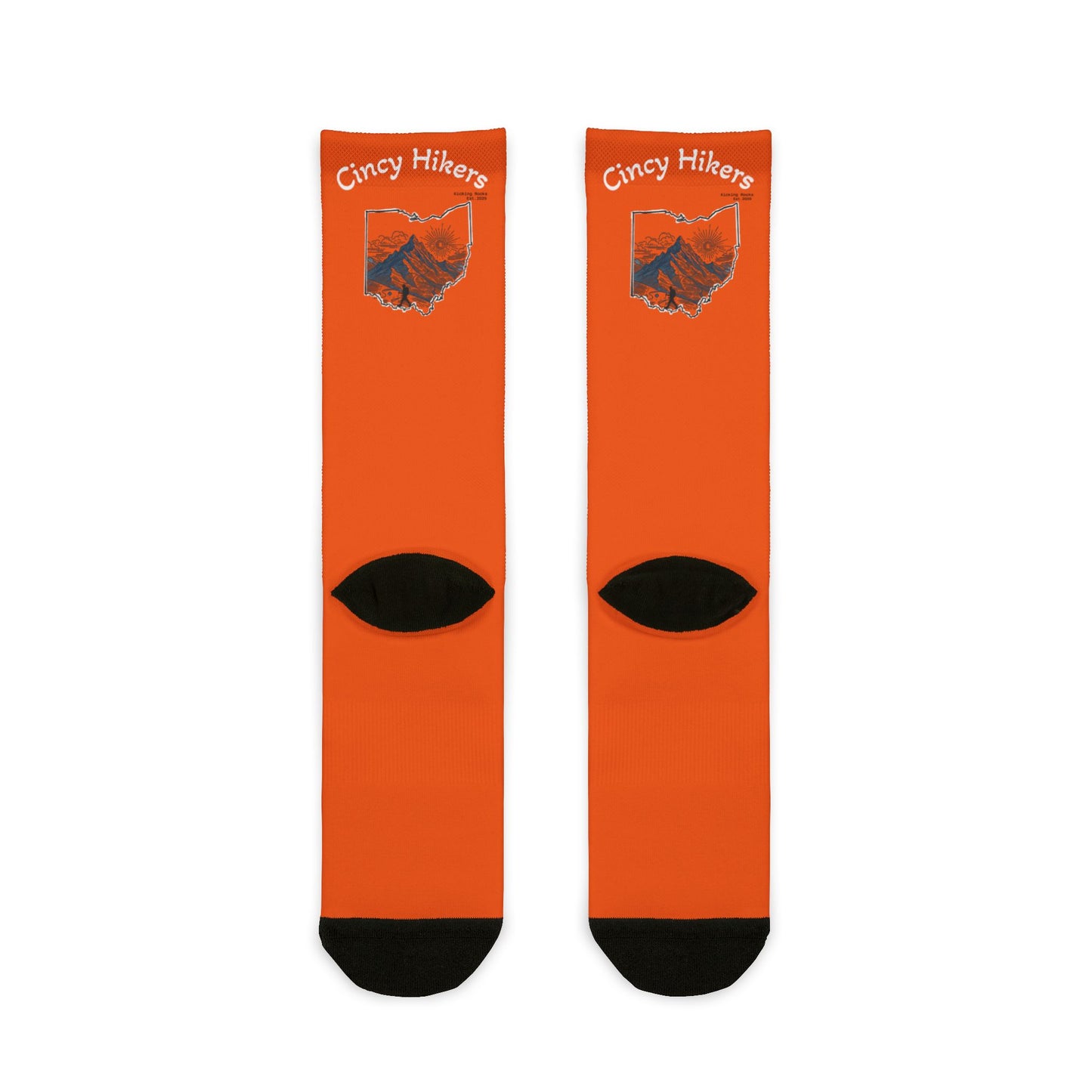 Hiking Crew Socks - 'Crazy Hikers' Orange Sublimation Socks