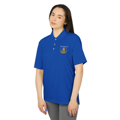 White Performance Polo Shirt with Embroidered Golf Emblem