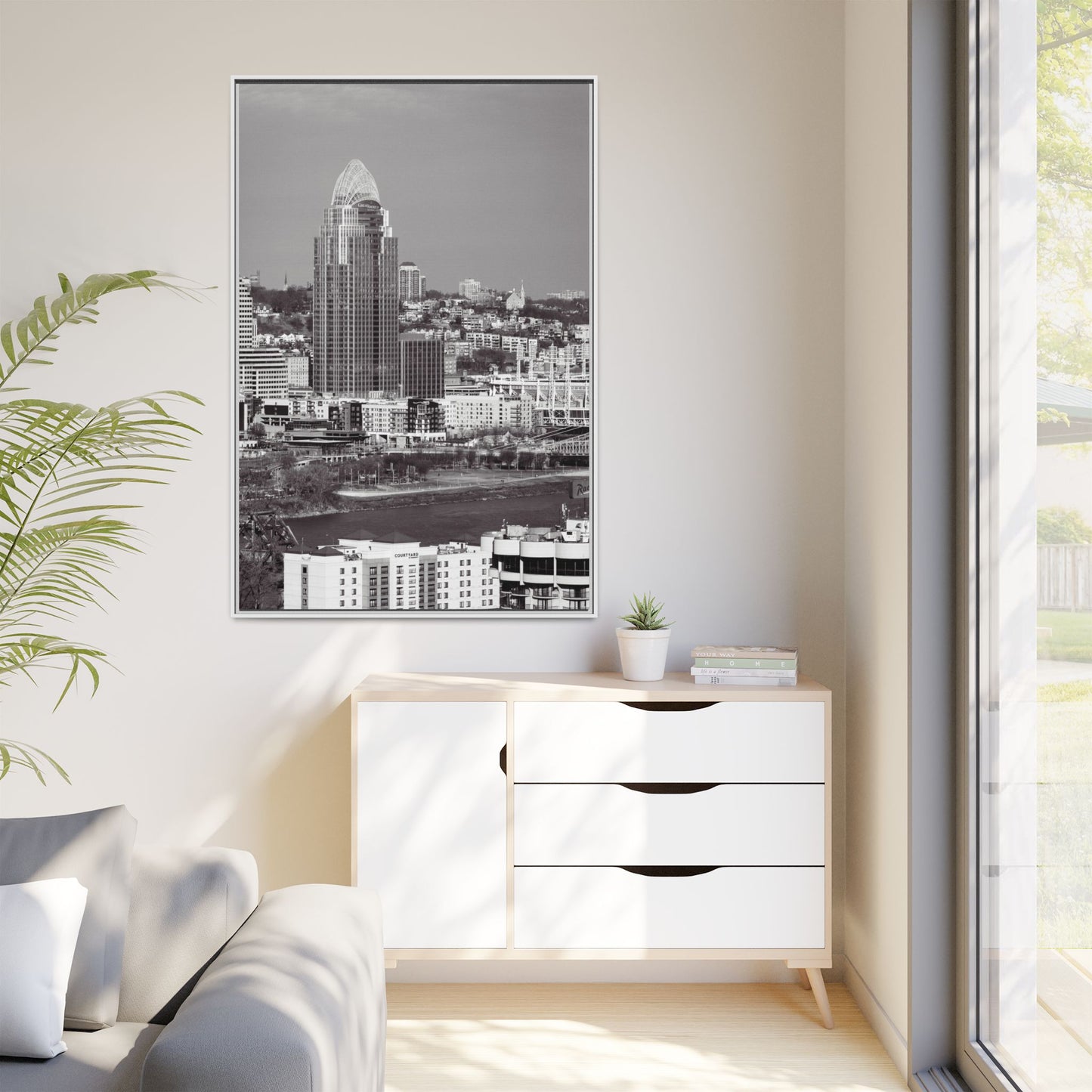 Framed Matte Canvas Cityscape Print — Cincinnati Wall Art